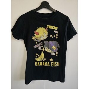 Banana Fish Shirt Womens XL Black Halloween Trick Treat Anime Graphic Tee Shirt‎